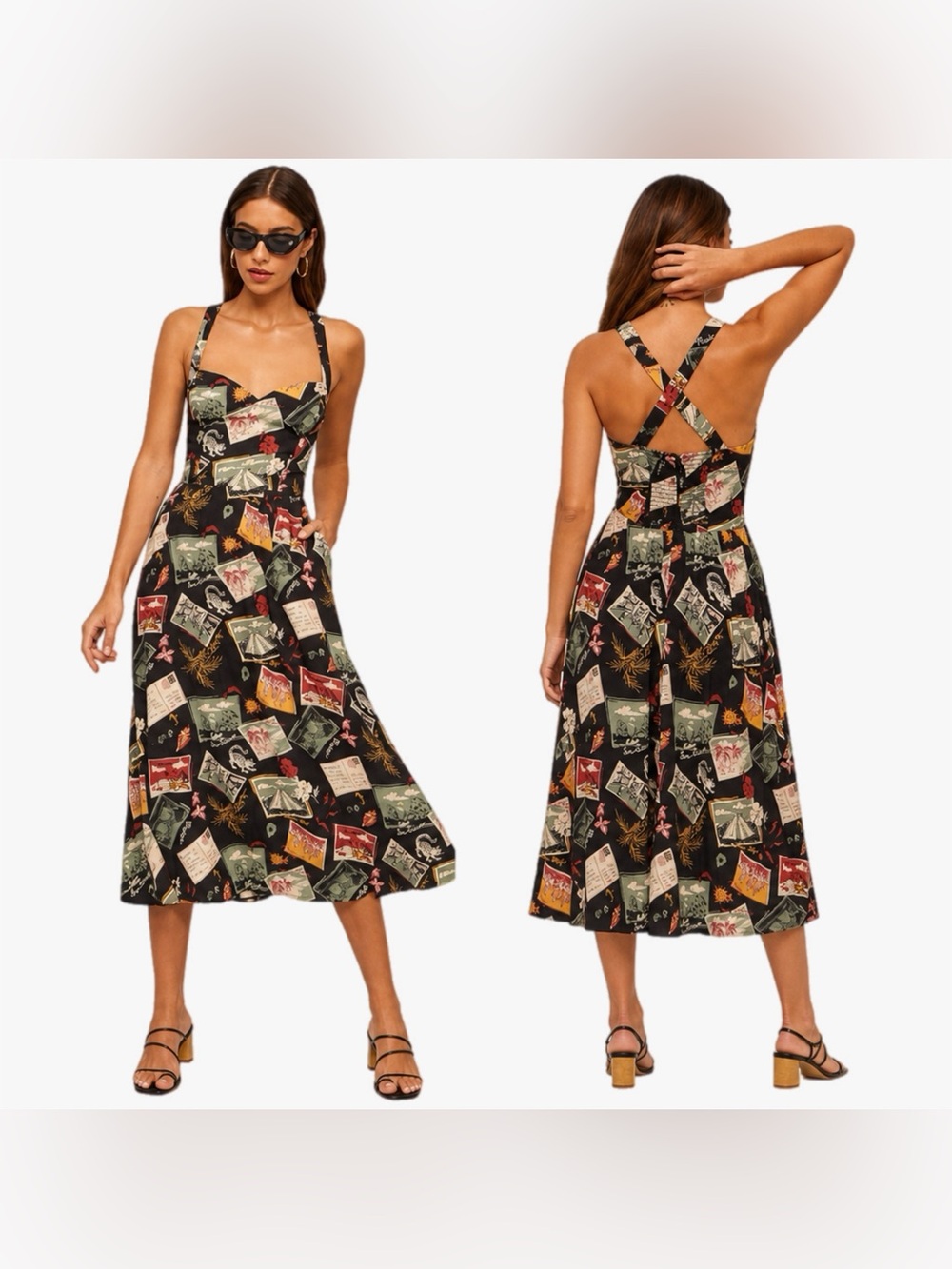 Reformation Brixton Postcard Midi Dress Women’s Size 4 - Picture 2 of 13